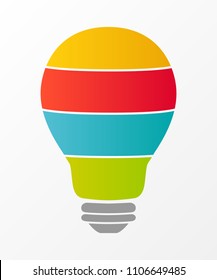 Colourful bulb with options - empty layout with copyspace. Diagram. Vector.