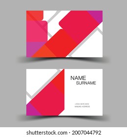 Colourful business card design, Contact card for company. Two sided. Vector illustration. 