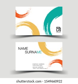Colourful business card design on the gray background. With inspiration from the abstract. Vector illustration.
