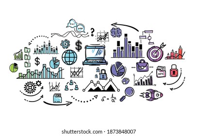 Colourful Business Diagram Charts Business Infographic Stock Vector ...