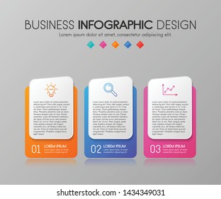 Colourful business infographic with 3 options. Vector