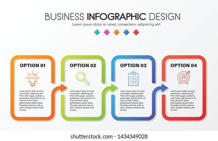 Colourful business infographic with 4 options. Vector