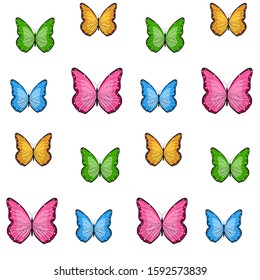 The colourful butterflies seamless pattern vector.