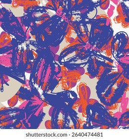 Colourful Butterfly Abstract Brush strokes pattern design for fashion textiles, graphics and crafts