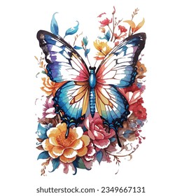 Colourful butterfly te-shirt vector illustration