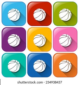 Colourful buttons with balls on a white background 