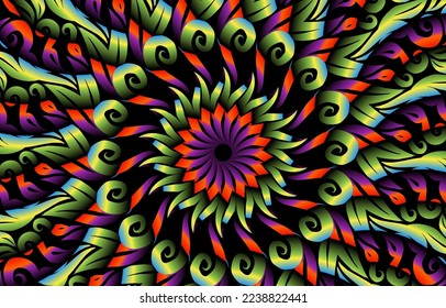 colourful caleidoscope classic gradient flower art pattern of traditional tenun batik ethnic dayak ornament for wallpaper ads background sticker or clothing