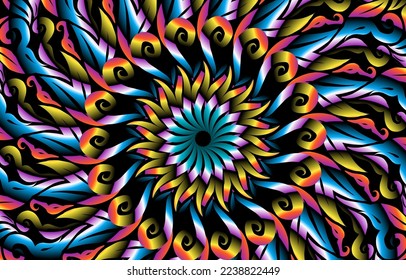 colourful caleidoscope classic gradient flower art pattern of traditional tenun batik ethnic dayak ornament for wallpaper ads background sticker or clothing
