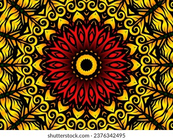 Colourful caleidoscope classic gradient flower art pattern of indonesian culture batik ethnic dayak ornament design 