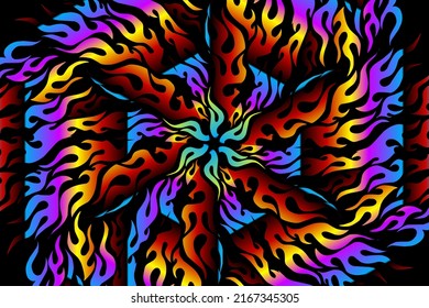 colourful caleidoscope gradient abstract line art pattern of indonesian culture traditional tenun batik ethnic dayak ornament for wallpaper ads background 