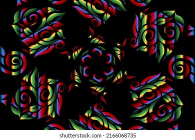 colorido caleidoscopio gradiente flor patrón de arte de la cultura indonesia tradicional tenun batik étnico dayak adorno para anuncios de papel pintado fondo 