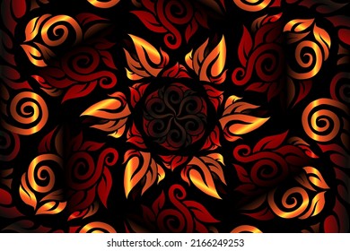 colourful caleidoscope gradient flower  art pattern of indonesian culture traditional tenun batik ethnic dayak ornament for wallpaper ads background 