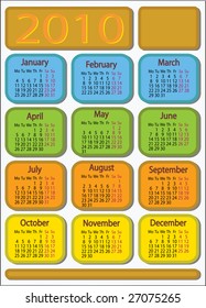 Colourful calendar with an opportunity of editing in the vector editor