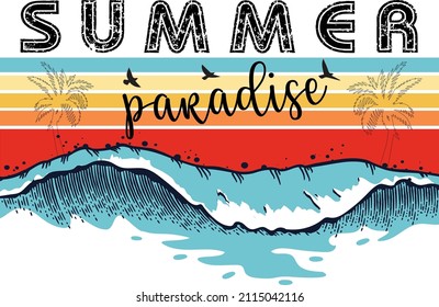 Colourful California Beach Retro Classic T-Shirt design