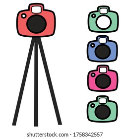 colourful camera on tripod vector