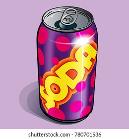 A colourful can of soda. Generic in flavour but full of delicious sweet fizziness.
