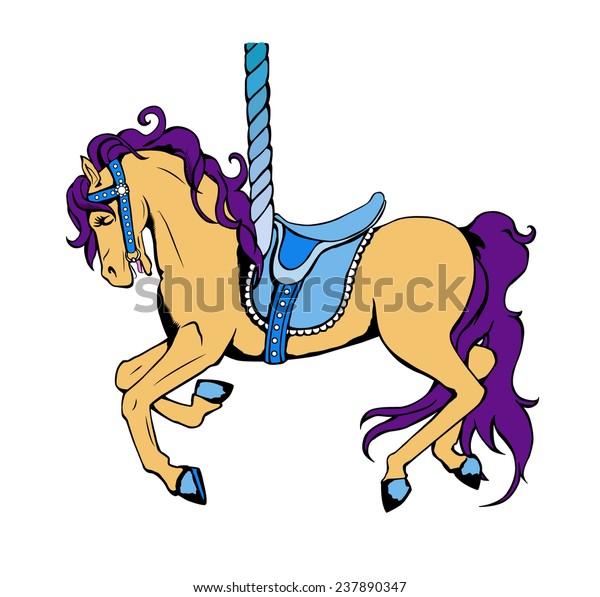 Colourful Carousel Merrygoround Horse Decorative Saddle Stock Vector ...