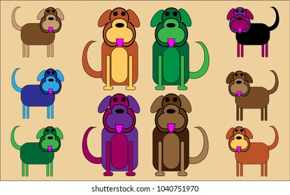 Colourful cartoon dogs 