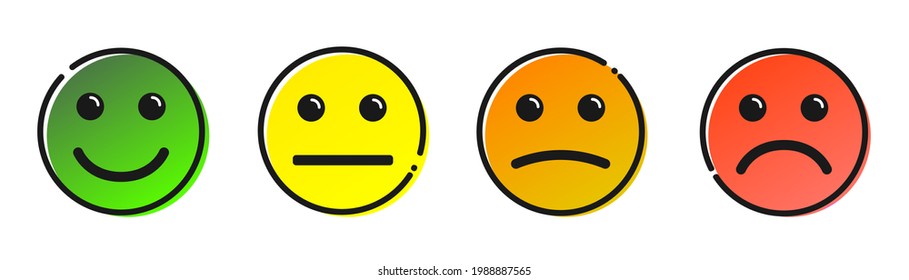 Colourful Cartoon Face People Emotion Icon Set. Sad and Happy Mood Icons.