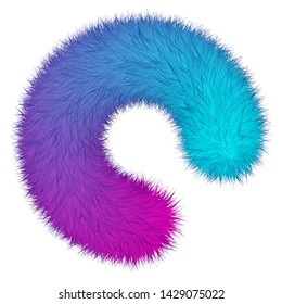 Colourful cartoon fluffy and furry rounded element. Vector isolated on white background. Funny fur element for game design.