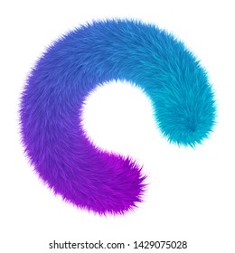 Colourful cartoon fluffy and furry rounded element. Vector isolated on white background. Funny fur element for game design.