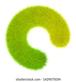Colourful cartoon fluffy and furry rounded element. Vector isolated on white background. Funny fur element for game design.