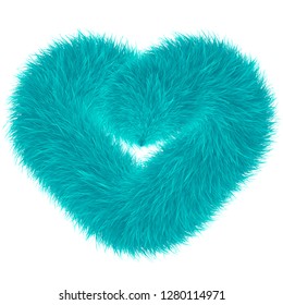 Colourful cartoon fluffy hearts. Fur heart.  Vector isolated on white background. Fur hearts for valentines day.