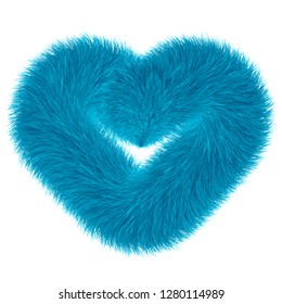 Colourful cartoon fluffy hearts. Fur heart.  Vector isolated on white background. Fur hearts for valentines day.