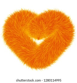 Colourful cartoon fluffy hearts. Fur heart.  Vector isolated on white background. Fur hearts for valentines day.