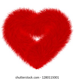 Colourful cartoon fluffy hearts. Fur heart.  Vector isolated on white background. Fur hearts for valentines day.