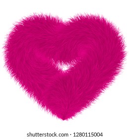 Colourful cartoon fluffy hearts. Fur heart.  Vector isolated on white background. Fur hearts for valentines day.