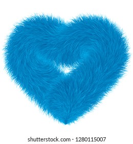 Colourful cartoon fluffy hearts. Fur heart.  Vector isolated on white background. Fur hearts for valentines day.