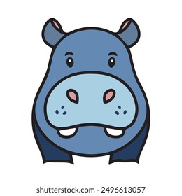 Colourful cartoon hippopotamus vector illustration. Ideal for kids' projects, educational materials, and fun designs. This adorable hippo art is perfect for creative uses and playful themes.