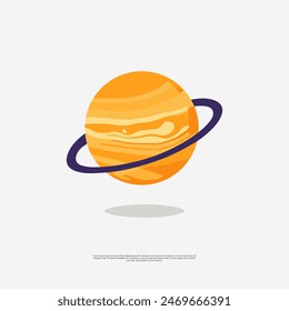 colourful cartoon illustration features a vibrant solar system, showcasing planets like Earth, Mars, Jupiter, and Saturn with their rings and craters. Isolated vrctor elements of astronomy