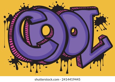 Colourful cartoon street art style spelling of the word Cool. Hand-drawn vector art illustration.