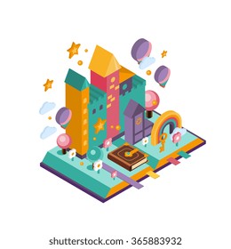 Castillo colorido. Isométrica Ilustración