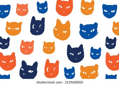 Colourful cats cartoon seamless pattern. For textile, wallpaper and kids design.