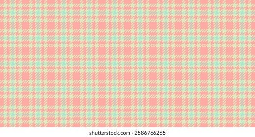 Colourful check texture background, multicolored textile seamless pattern. Shape plaid fabric tartan vector in light and red colors palette.