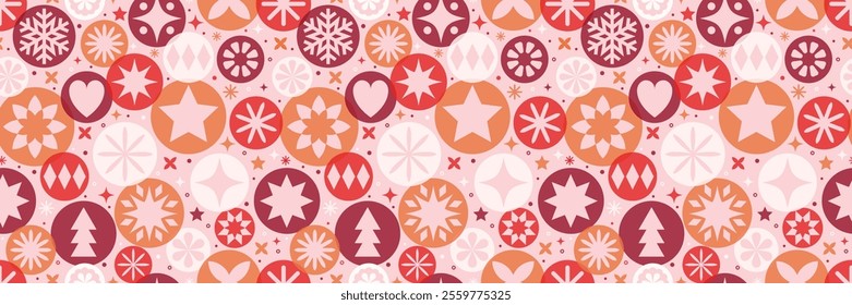 Colourful Christmas background with abstract ornaments. Seamless texture design. Vector illustration