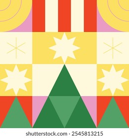 Colourful Christmas geometric pattern. Editable vector illustration.