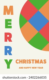 Colourful Christmas greeting card. Geometric design. Vector illustration
