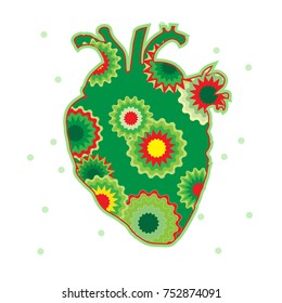 Colourful Christmas Heart. Christmas Holiday Illustration for Poster, Pattern, Card, Vector