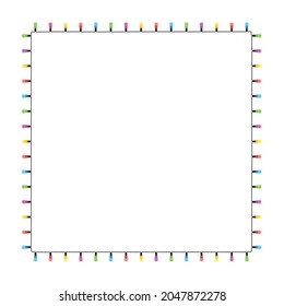 Colourful Christmas light frame string with flashing lights. 