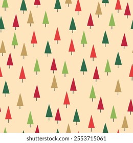 Colourful Christmas tree background. Abstract seamless pattern design. Vector illustration