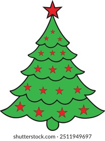 Ilustración colorida del Arte vectorial del árbol de navidad con un fondo blanco