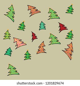 Colourful Christmas trees design.