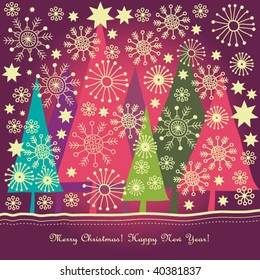 colourful christmas-tree, christmas vector illustration