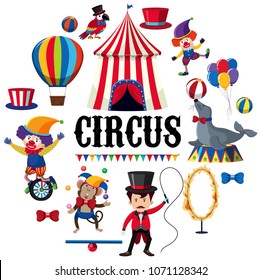 Colourful Circus Element on White Background illustration