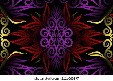 colourful classic gradient flower art pattern of traditional batik ethnic  ornament for wallpaper background ads sticker or clothing