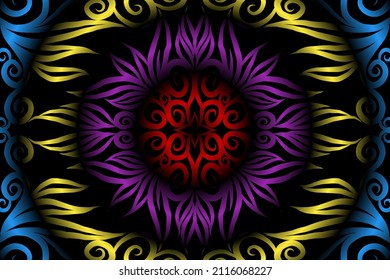colorido patrón de arte de flor gradiente clásico de adorno étnico batik tradicional para anuncios de fondo de papel de pared pegatina o ropa